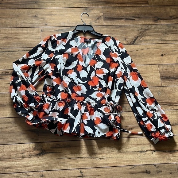 Who What Wear Women's Long Sleeve Orange Tulip Blouse Size XXL - Picture 3 of 3